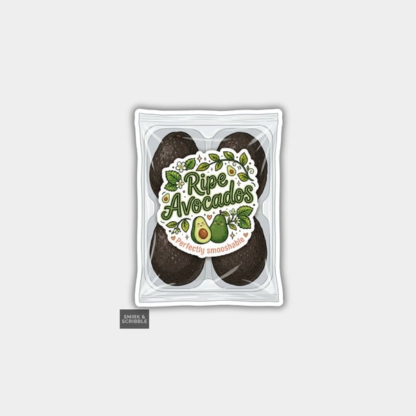 Grocery Food Vinyl Sticker For Adults - Ripe Avocados