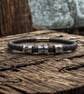 Personalised Men's Leather Bracelet with Three Hand Stamped Name Rings - Image 3