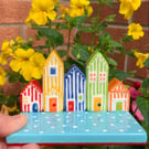Hand Painted Ceramic Summer Beach Huts, Pottery Ornament