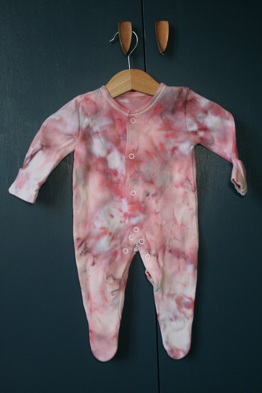 First Size Babygrow in Ice Dyed Pastel Pinks
