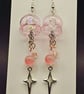 Pink jellyfish earrings, handmade cute dangle drop earrings, glass jellyfish,