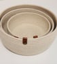 Handmade Cotton Rope Bowl Set-3 Nesting Storage Baskets  - Image 3