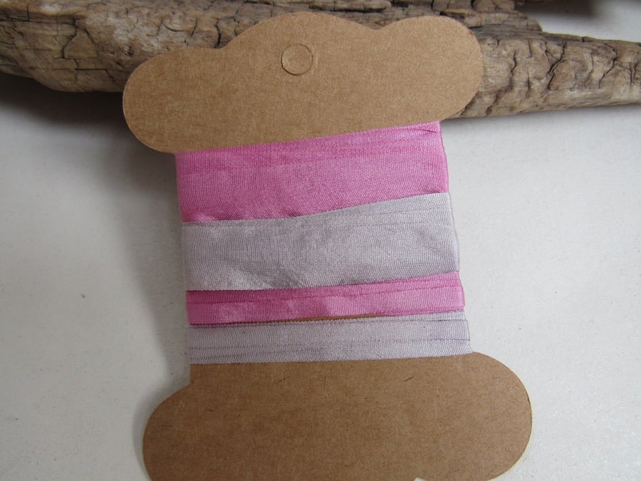 Pastel Cochineal Alkanet Natural Dye Pink Purple Silk Ribbon
