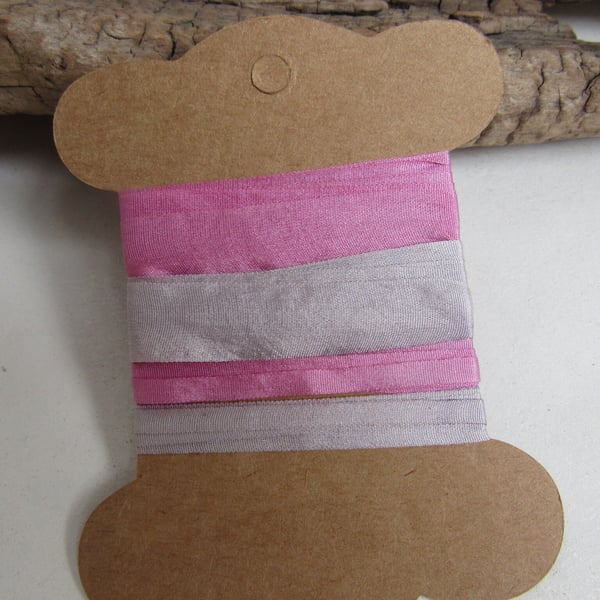 Pastel Cochineal Alkanet Natural Dye Pink Purple Silk Ribbon