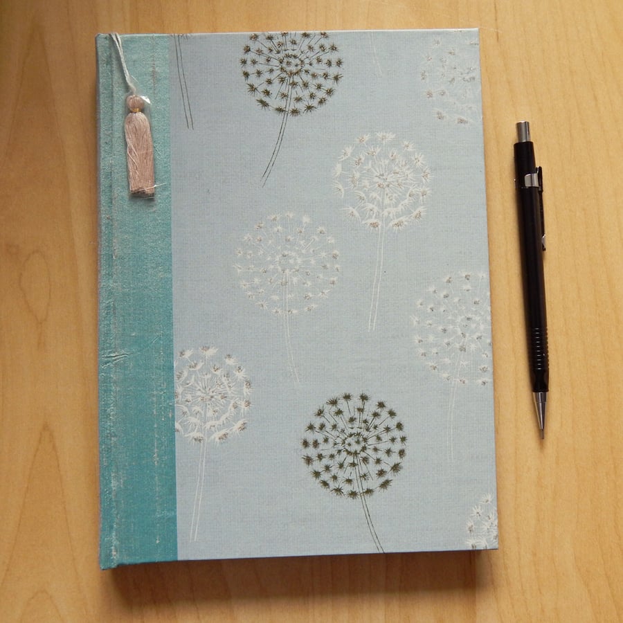 Silk Journal, Dandelions Book, silk spine and tassel. Seconds Sunday