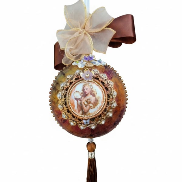 Handcrafted Mermaid Bauble. Dual-Sided Ocean Fantasy Ornament. Mermaid gift