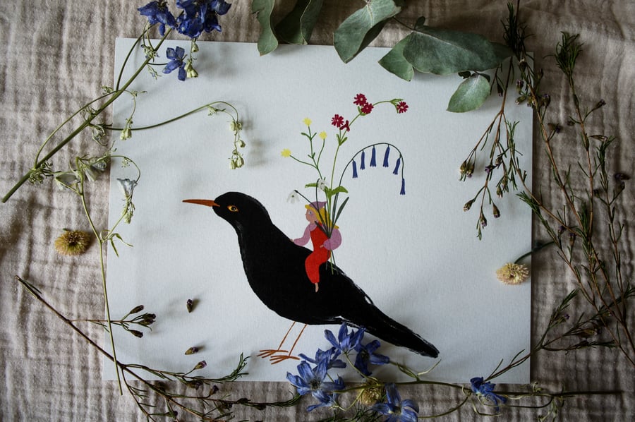 Fairy Art Print Spring Posy Perlino Cotton Paper