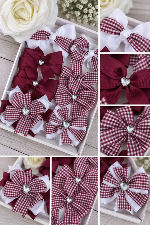 Sophia's Handmade 8-Piece School Sets- Burgundy  & White