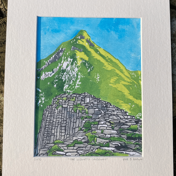 The Giant's Causeway linoprint County Antrim Northern Ireland Art