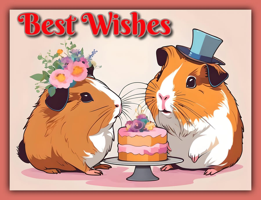 Best Wishes Wedding or Anniversary Guinea Pig Card 