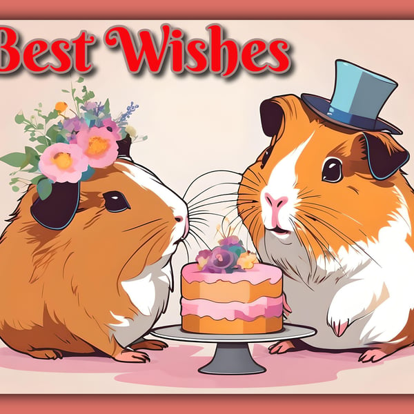 Best Wishes Wedding or Anniversary Guinea Pig Card 