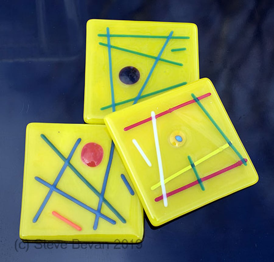 Fused Glass Coasters - Stripes & Dots