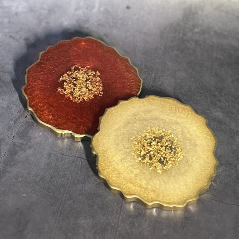 Geode Coaster in Red & Gold Root and Sacral Chakras - Gilded Aura