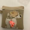 Gorgeous  Jack Russell Embroidered Fawn faux leather dog poo bag dog walking,