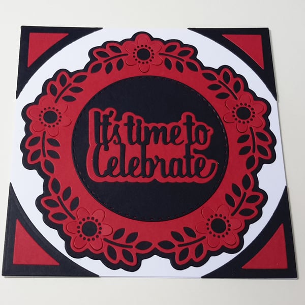 It's Time to Celebrate Greeting Card - Red and Black
