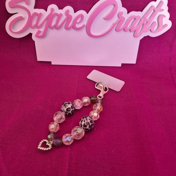 Gorgeous Pink Beaded Bag Charm 