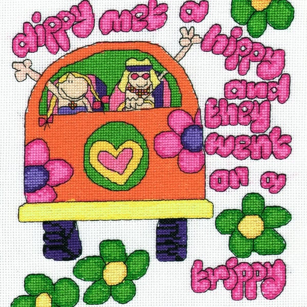 Bang on the door - dippy hippy cross stitch kit