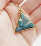 Chrysocolla Brass plated Triangle Worry Stone Necklace - Free Postage - Image 2
