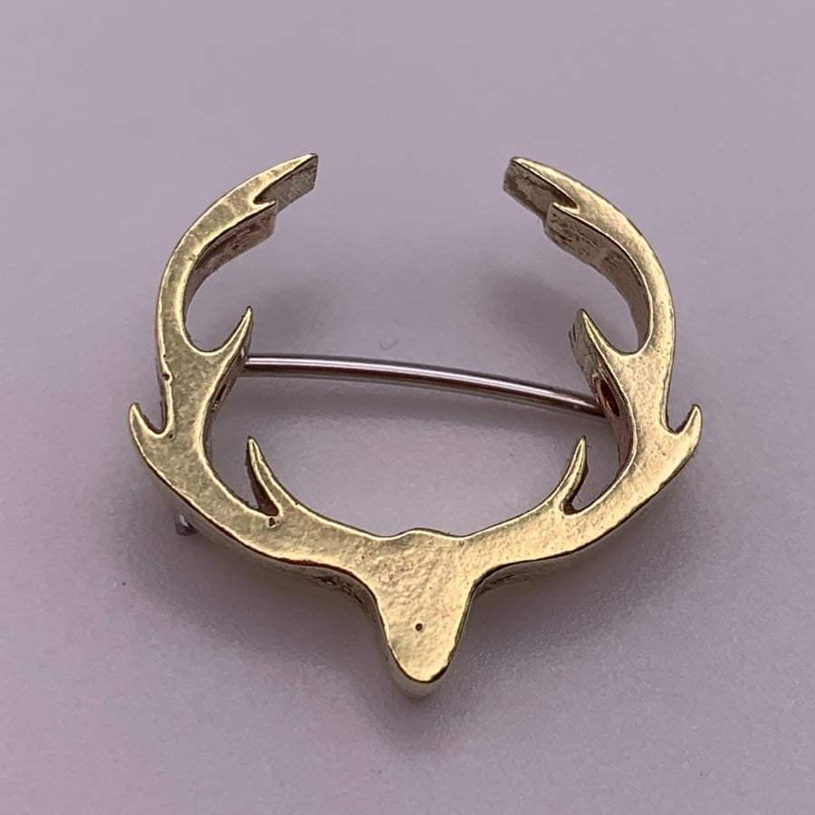 Brass Antlers Badge Brooch