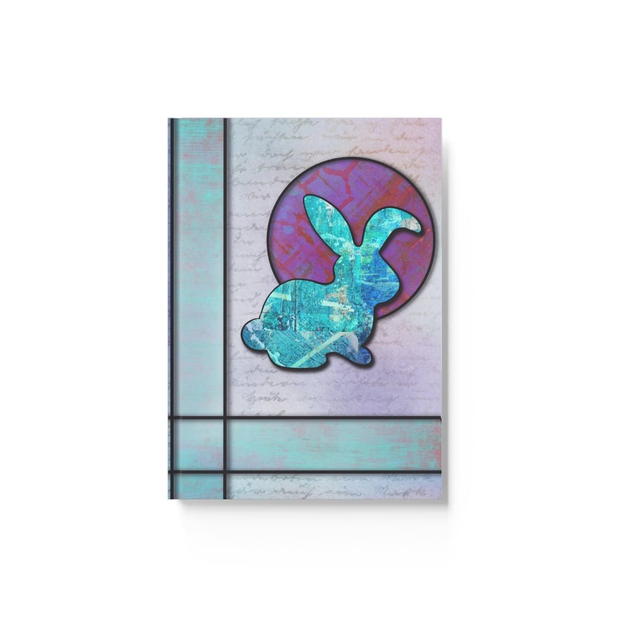 Cute Bunny Notebook, Art Deco, Collage, Hardcover Matte Journal, A5