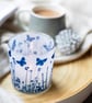 Butterfly Meadow Cyanotype candle holder white & blue, Nature inspired gift  - Image 1