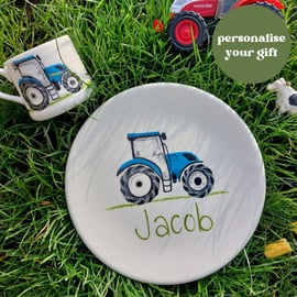 tractor mug and plate set, childs dinnerware