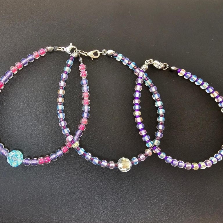 Bracelet stack - Pink and Purple (3 bracelet stack)