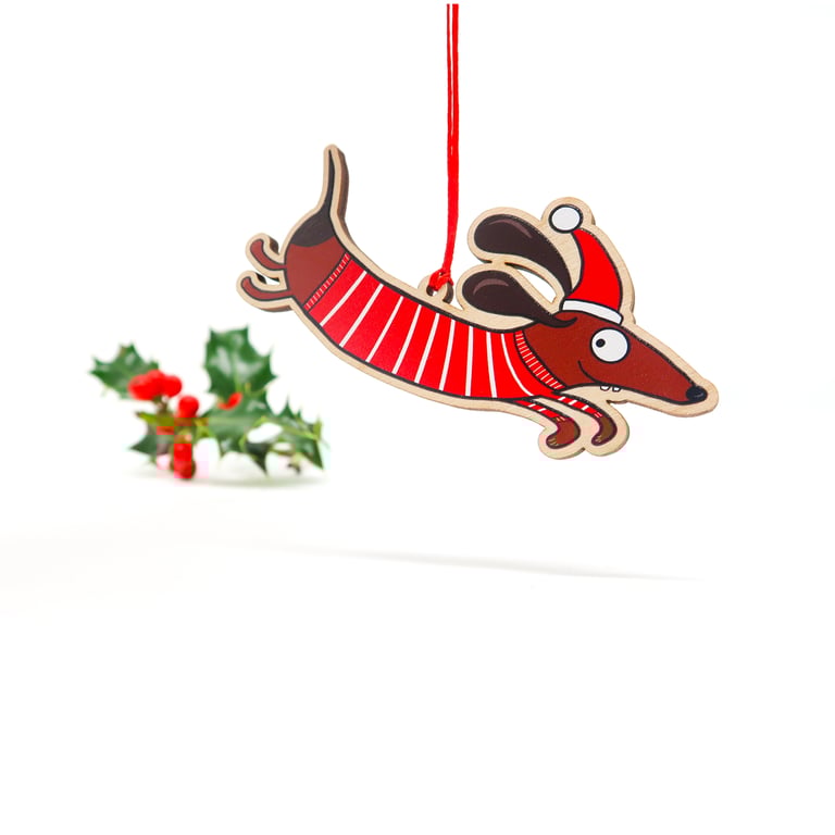 Sausage dog Christmas decoration