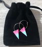 Pink & Turquoise Enamel Triangle on Sterling Silver hoop earrings - Image 5