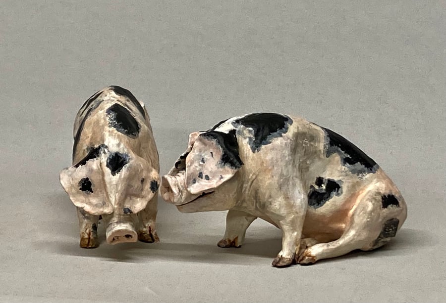 Ceramic Pigs - a pair of Gloucester Old Spots 