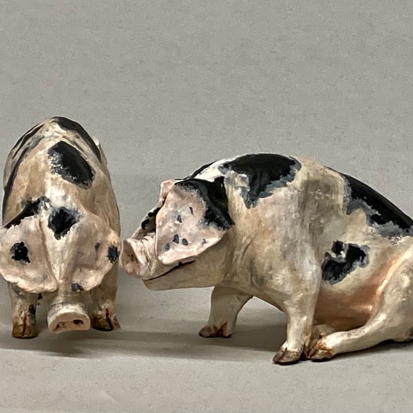 Ceramic Pigs - a pair of Gloucester Old Spots 