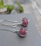 Sterling Silver Pink Scribbles Lampwork Glass Long Earrings - JBJ1121
