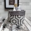 Geometric Hexagon Design Oilcloth and Cotton Contemporary Storage Baskets