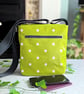 Polka Dot Print, Water-resistant Lime Green Oilcloth, Small Cross Body Bag - Image 5