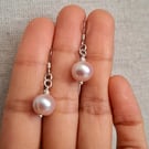 Natural Lavender Pearl Drop Earrings, Sterling Silver Freshwater Pearl Jewellery