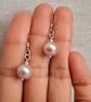 Natural Lavender Pearl Drop Earrings, Sterling Silver Freshwater Pearl Jewellery