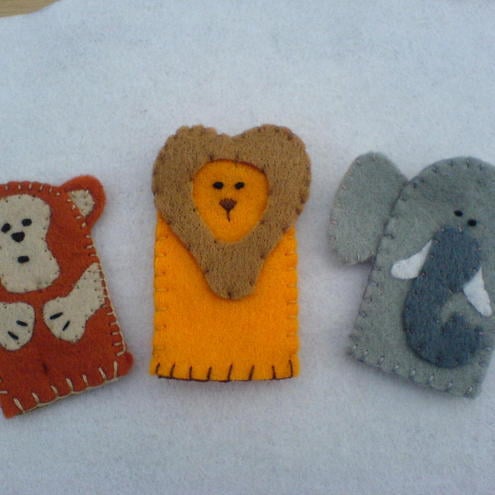 Set of 3 African finger puppets