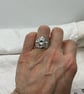 Chunky Sterling,Brushed silver with Cubic Zircon stone, ring