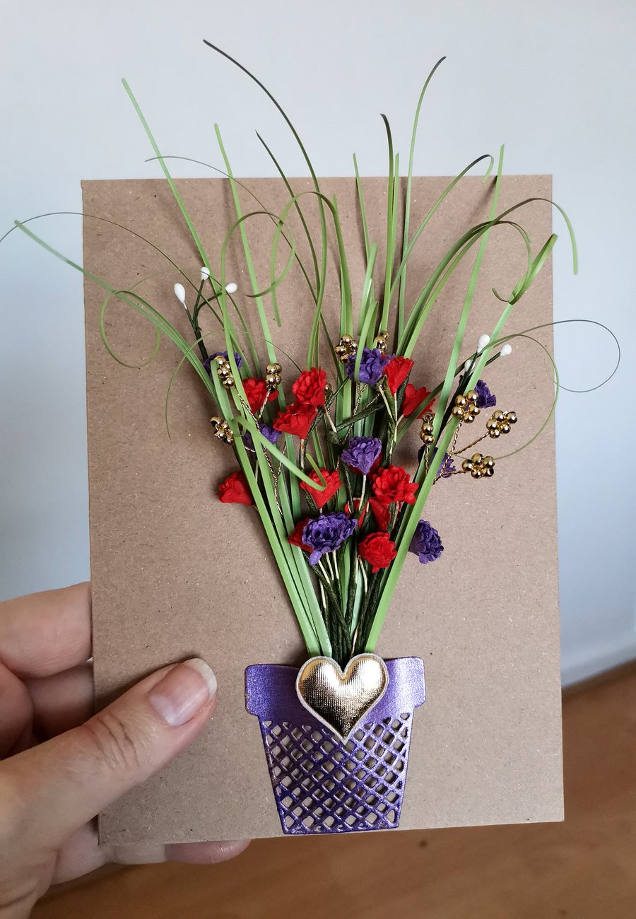 luxury handmade blank 3D card,  paper flowers, Greeting Card, special gift cards