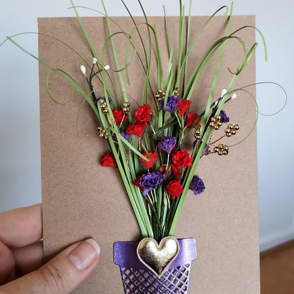 luxury handmade blank 3D card,  paper flowers, Greeting Card, special gift cards