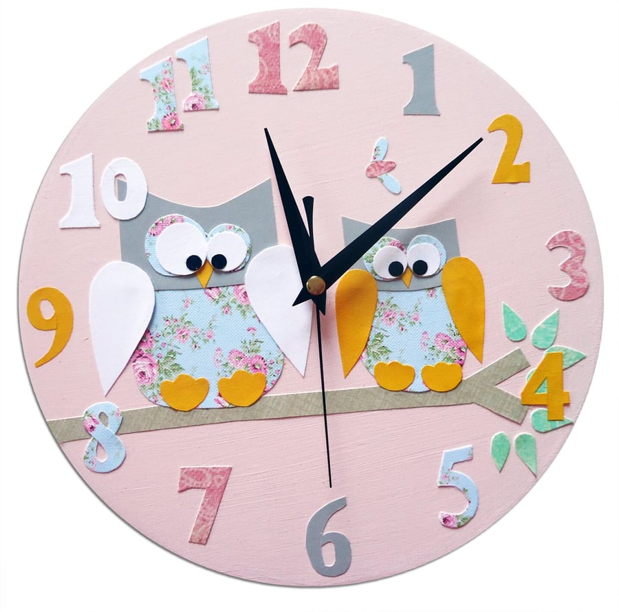 Kids Owl Clock, Nursery Decor, Owl Gift