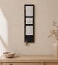 Botanical Plaster Relief Key Holder, Handmade Wood Wall Art, 3 Brass Hooks