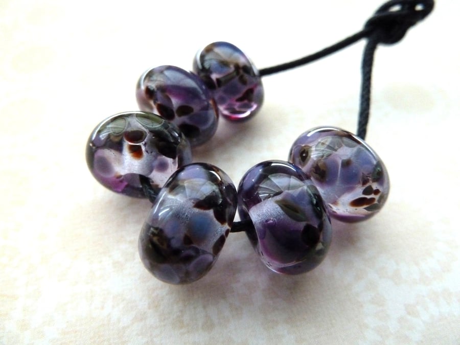 purple frit lampwork glass beads