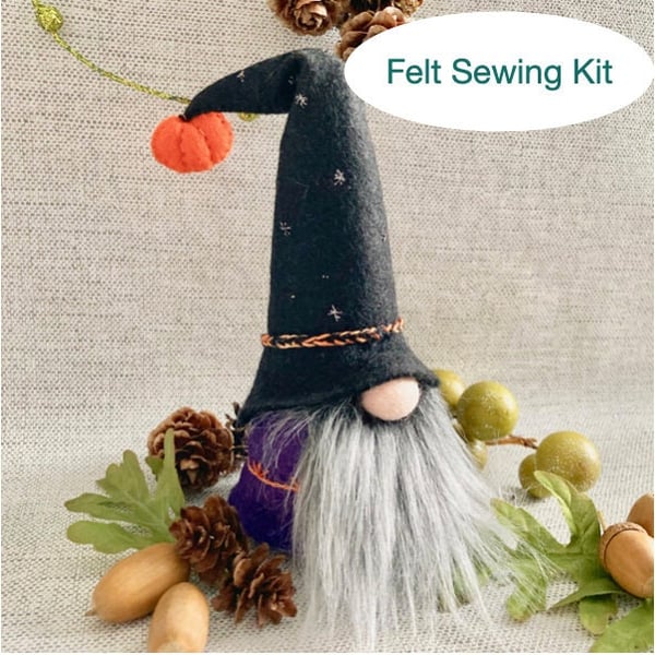 Felt Halloween Gnome sewing kit