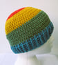 Autumn colours striped crochet beanie hat for an adult - Image 4