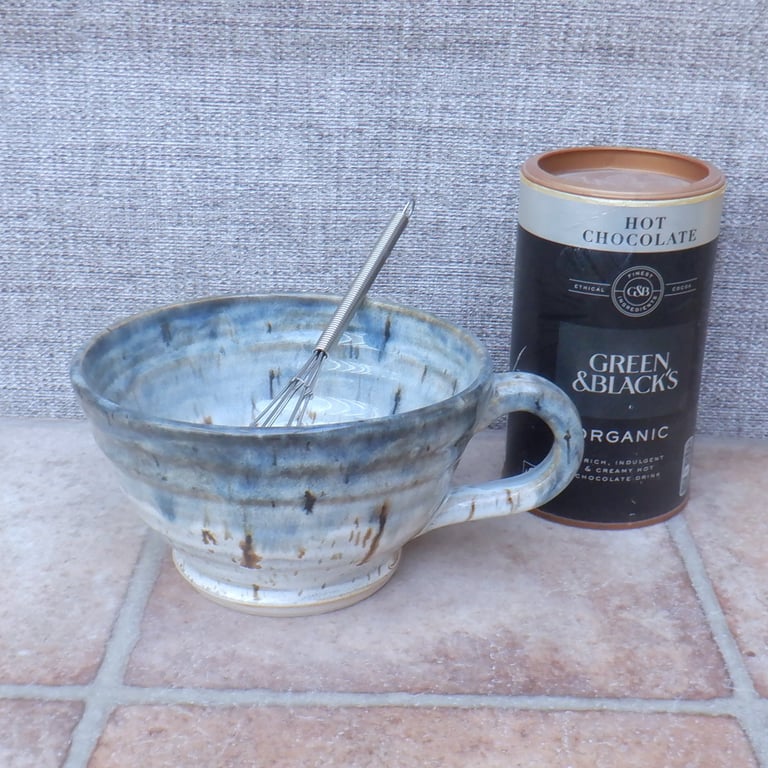 Hot chocolate soup mug bowl wheelthrown stoneware pottery ceramic hand thrown 