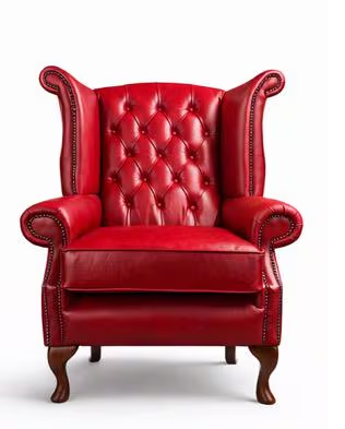 Red Queen Anne Fireside Chair – Italian Distressed Leather Armchair, Deep Button
