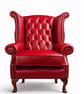 Red Queen Anne Fireside Chair – Italian Distressed Leather Armchair, Deep Button