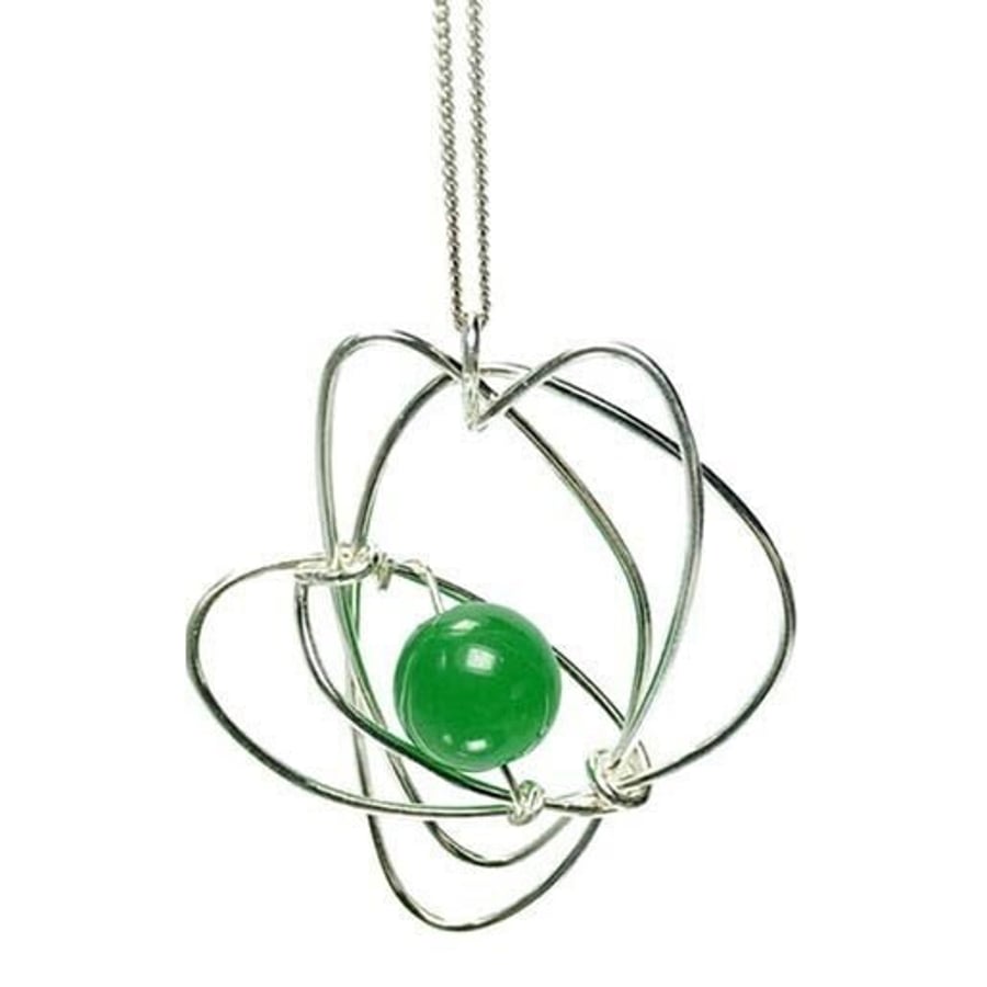 Green Jade necklace 925 sterling silver 