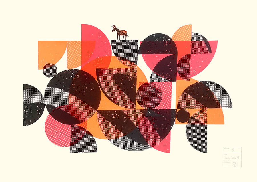 Donkey Puzzle No.6 A2 three-colour screen-print
